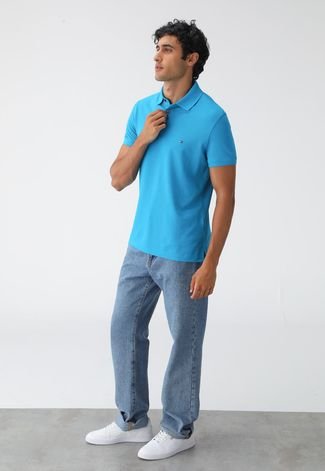 Camisa Polo Tommy Hilfiger Reta Azul