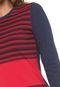 Blusa Marialícia Listrada Azul-marinho/Vermelha - Marca Marialícia
