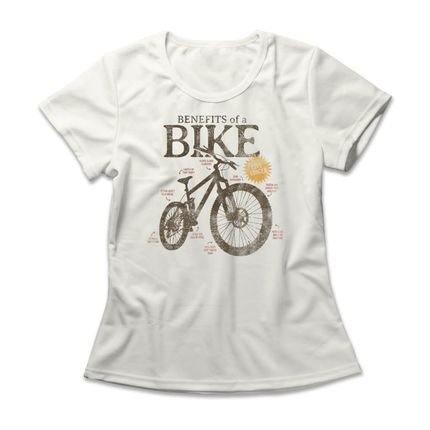 Camiseta Feminina Benefits Of A Bike - Off White - Marca Studio Geek 