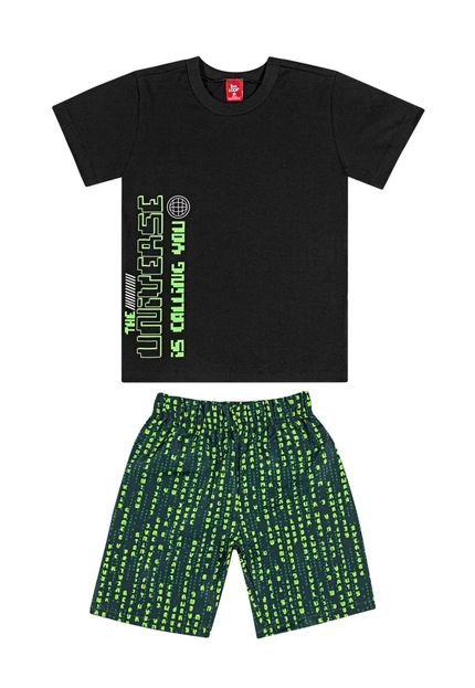 Conjunto Infantil Bermuda e Camiseta Bee Loop Preto - Marca Bee Loop