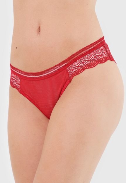 Calcinha Calvin Klein Underwear Tanga Renda Vermelha - Marca Calvin Klein Underwear