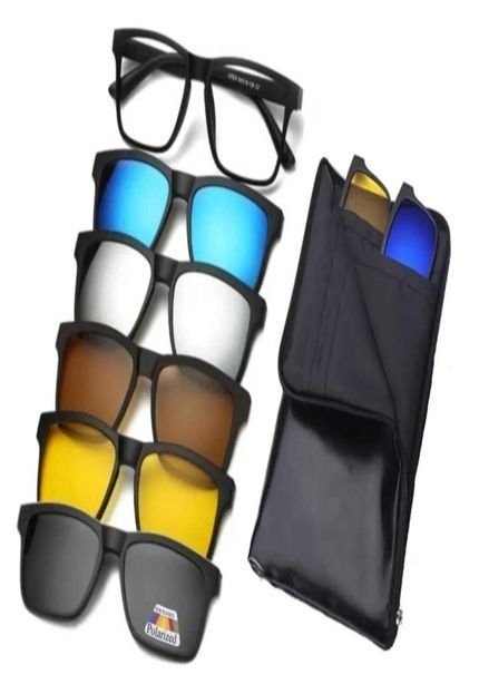 Armação Óculos Clipon 5 Em 1 Grau Masculino Quadrado Comander - Marca Palas Eyewear