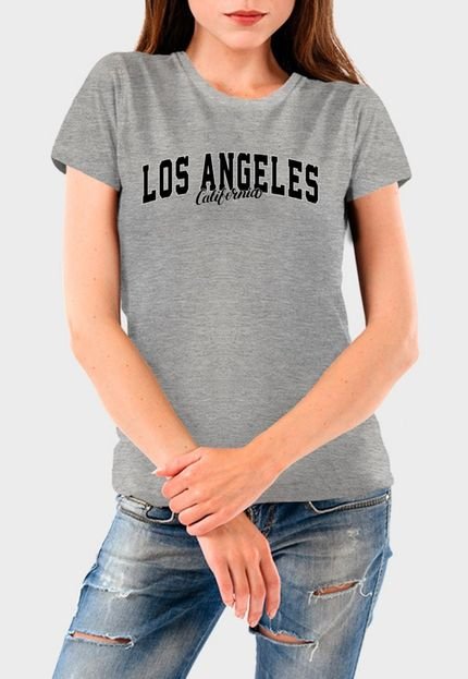 Camiseta Feminina Cinza Los Angeles Algodão Premium Benellys - Marca Benellys