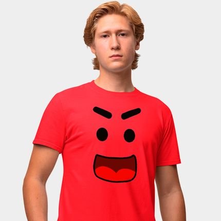 Camisa Camiseta Genuine Grit Masculina Estampada Algodão 30.1 Cartoon Face - M - Vermelho - Marca Genuine