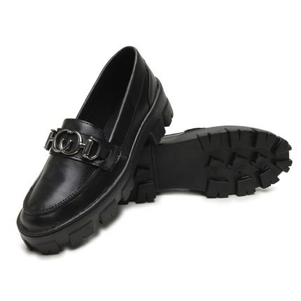 Sapato Mocassim Feminino Tratorado Oxford Confortável Preto - Marca Dhl Calçados