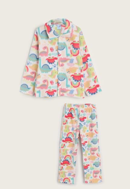 Pijama Infantil Tip Top Longo Dinossauros Branco - Marca Tip Top