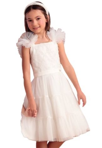 Vestido Infantil Branco Bordado Petit Cherie 8 Branco