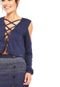 Blusa Cropped Planet Girls Lace Up Azul - Marca Planet Girls