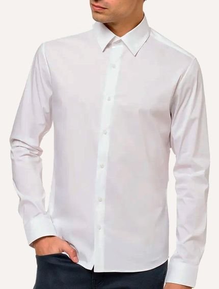 Camisa Calvin Klein Masculina Slim Essential Basic Logo Branca - Marca Calvin Klein