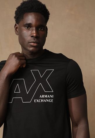 Camiseta AX ARMANI EXCHANGE Logo Preta Compre Agora Dafiti Brasil