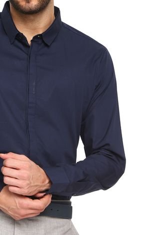 Camisa Calvin Klein Slim Azul-marinho