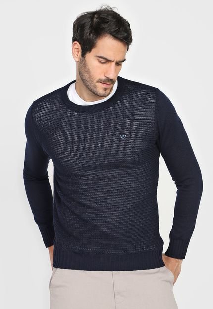 Suéter Tricot Colombo Texturizada Azul-Marinho - Marca Colombo
