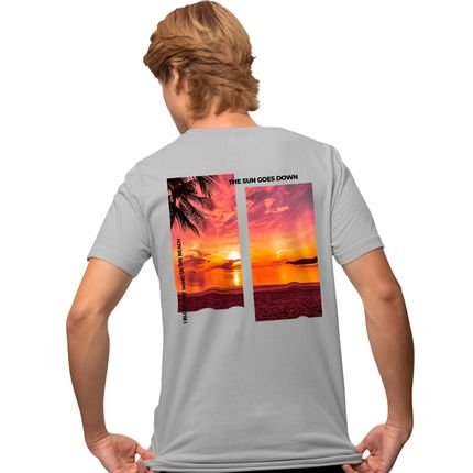 Camisa Camiseta Genuine Grit Masculina Estampada Algodão 30.1 The Sun Goes Down - P - Cinza - Marca Genuine