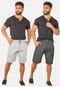 Kit 2 Bermudas Masculinas Moletinho Conforto Preto e Cinza - Marca BOEN JEANS