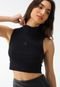 Regata Cropped Canelada Calvin Klein Jeans Ajustada Logo Preta - Marca Calvin Klein Jeans