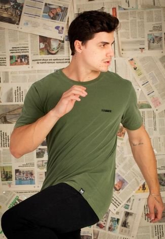 Camiseta Efeito Estonado Hammer Verde Musgo Premium