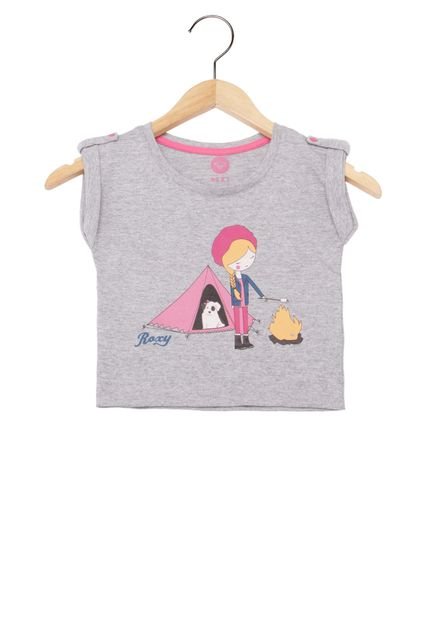 Camiseta Roxy Girl Camp Infantil Cinza - Marca Roxy