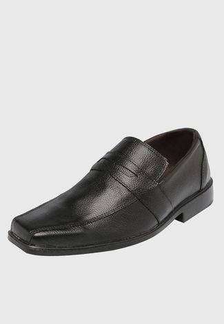 Sapato Couro Clauss Pespontos Básico Preto