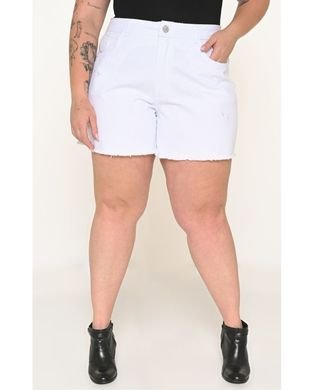 Shorts Feminino Sarja Plus Branco Razon Jeans