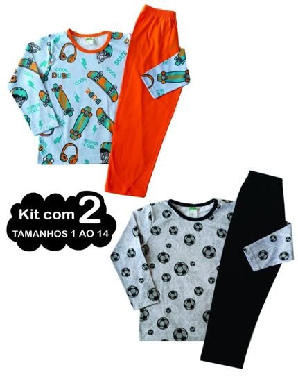 kit 2 Pijama 1 ao 14 Infantil Juvenil Menino Algodão Inverno - Marca CANOAH CONFECÇÃO
