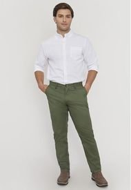 Pantalón Hombre Slim Fit Verde Bolsillos Chino Corona