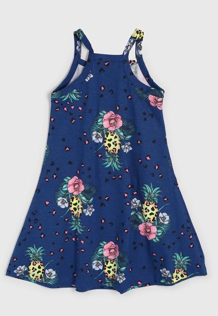 Vestido Kyly Infantil Flores Azul-Marinho - Marca Kyly