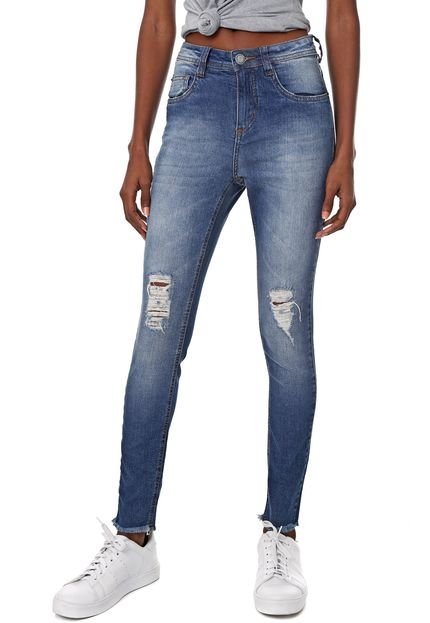 Calça Jeans Aeropostale Skinny Destroyed Azul - Marca Aeropostale
