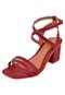Sandália Salto Grosso Rosa Chic Calçados Salto Baixo 5 cm Bloco Vermelho - Marca ART C