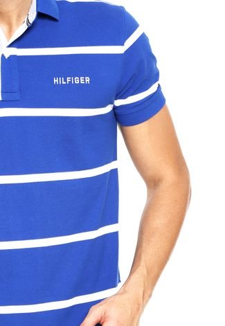 Camisa Polo Tommy Hilfiger Listras Azul