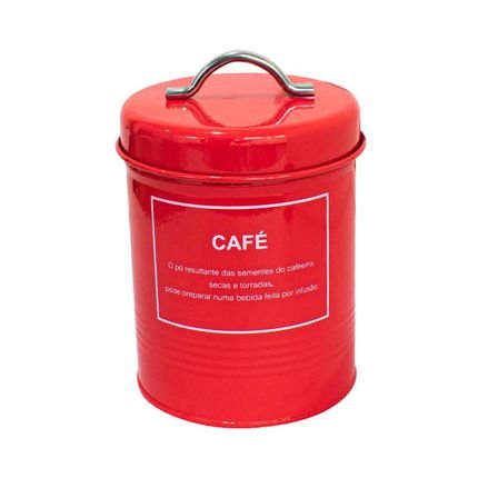 Pote de Café em Metal Vermelho Redondo 1,65L - Casambiente - Marca Casa Ambiente