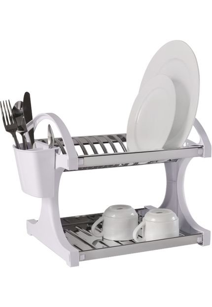 Escorredor Inox 12 Pratos 34X31X10 cm Branco - Marca Brinox