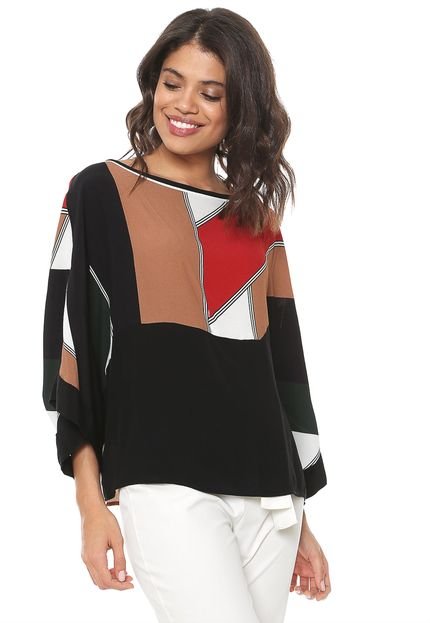 Blusa Forum Color Block Preta - Marca Forum