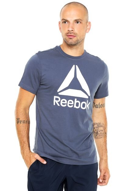 Camiseta Reebok Stacked Logo Azul - Marca Reebok