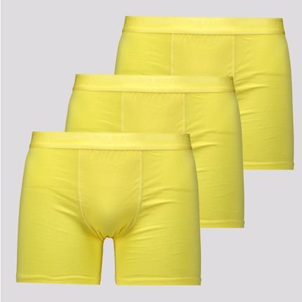 Kit de 3 Cuecas Boxer Lupo Elastic Soft Amarela - Marca Lupo