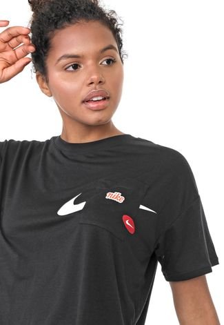 Camiseta Cropped Nike W Nk S/s Top Gx Icn Preta