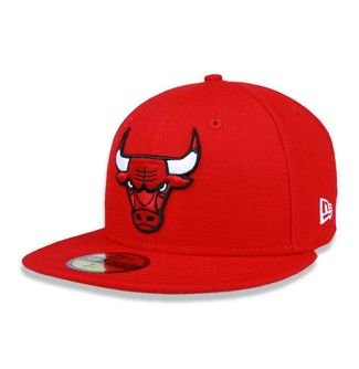 Boné New Era 5950 Chicago Bulls Aba Reta Fitted Vermelho