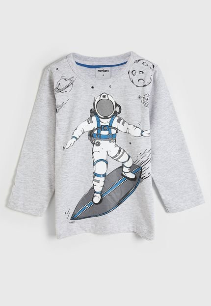 Camiseta Rovitex Infantil Astronauta Cinza - Marca Rovitex