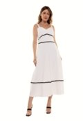 Vestido Bisô  Midi Liso Sianinha  Off White - Off White - Marca Bisô