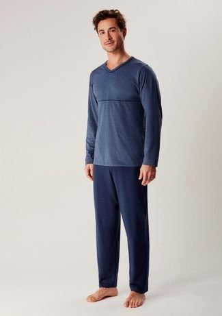 Pijama Masculino Longo Com Decote V