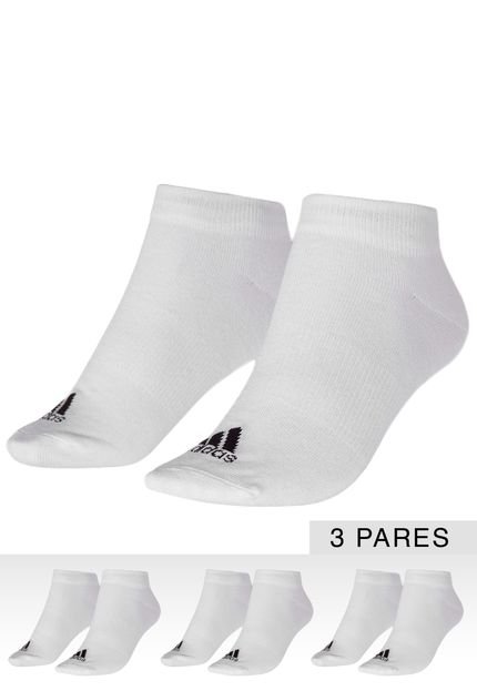 Kit Meias adidas Performance Ankle Mid Cushion 3S Branca - Marca adidas