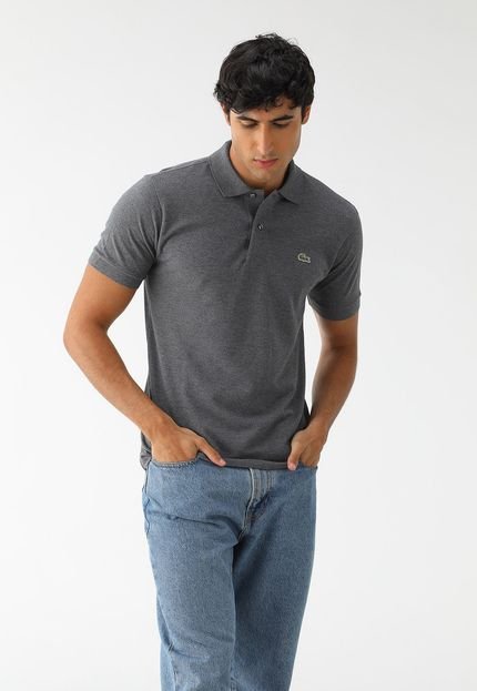 Camisa Polo Lacoste Slim Icon Bordado Grafite - Marca Lacoste