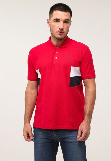 Camisa Polo Aleatory Reta Color Block Vermelha - Marca Aleatory