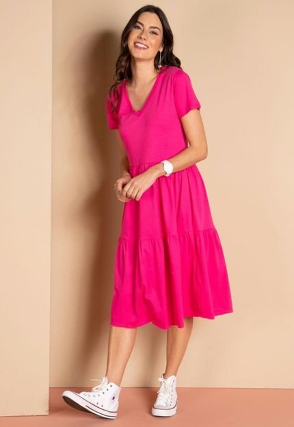 Vestido Meia Malha Soltinho Rosa Quintess - Marca Quintess