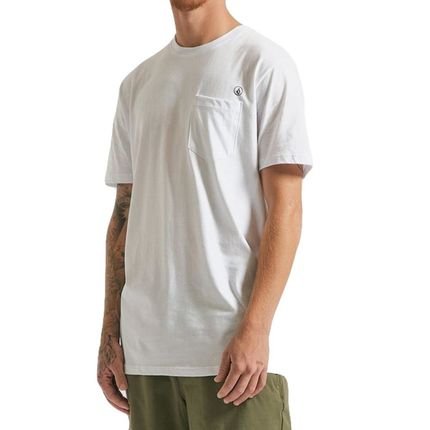 Camiseta Volcom Long Fit Solid Pocket SM23 Masculina Branco - Marca Volcom