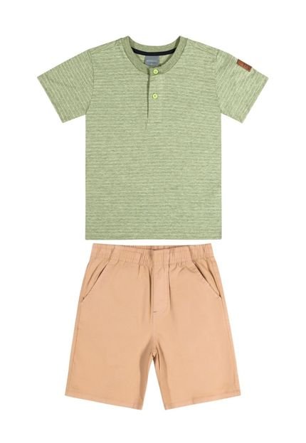 Conjunto com Camiseta e Bermuda Infantil Quimby Verde - Marca Quimby