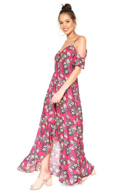 Vestido Ciganinha Kaliska Longo Floral Rosa - Marca Kaliska