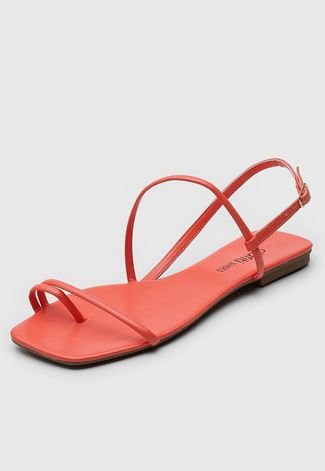 Rasteira Dafiti Shoes Tira Dupla Coral - Compre Agora