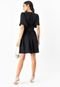 Vestido Em Crepe Plano Maquinetado Preto Quintess - Marca Quintess