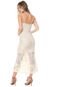 Vestido Ana Hickmann Midi Renda Off-white - Marca Ana Hickmann