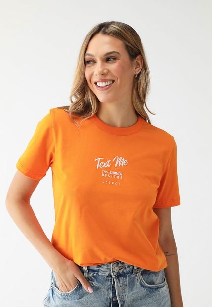 Camiseta Colcci Reta Text Me Laranja - Marca Colcci